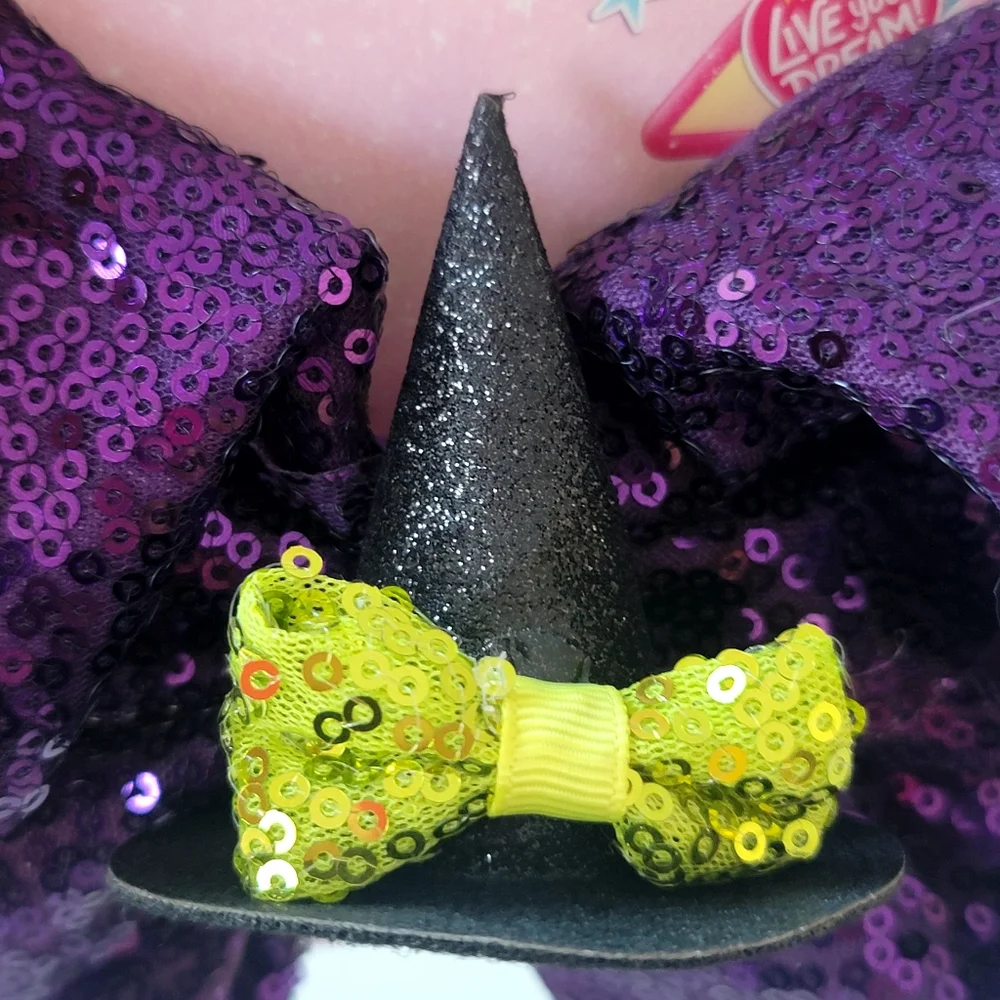 New JOJO SIWA Witch Hat Hair Clip Sequin Bow Halloween